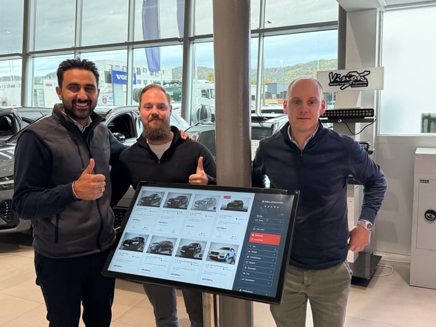 Teamet hos Bilia Drammen bruker Short Shifts system i daglig kundearbeid. Fra venstre: Prabhjot Singh Jhooti, Emil Borgerud Sund og Martin Grøv Rugeldal.